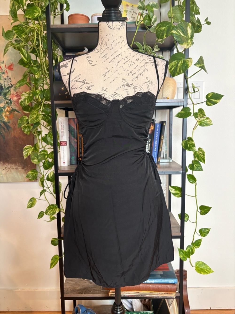 Princess Polly Black Lace-Trim Slip Dress